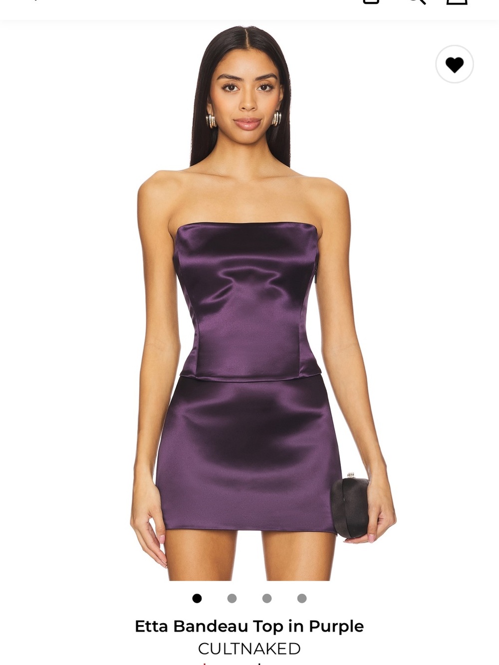 CULTNAKED Satin Strapless Bandeau Top in Deep Purple